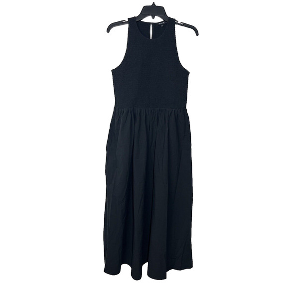 Madewell Dresses & Skirts - Madewell Melody Smocked Midi Dress Medium Sleeveless Poplin A Line Black